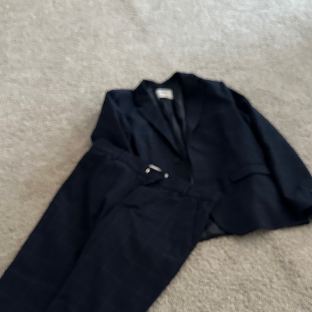Zara Teen Navy Checkered Suit